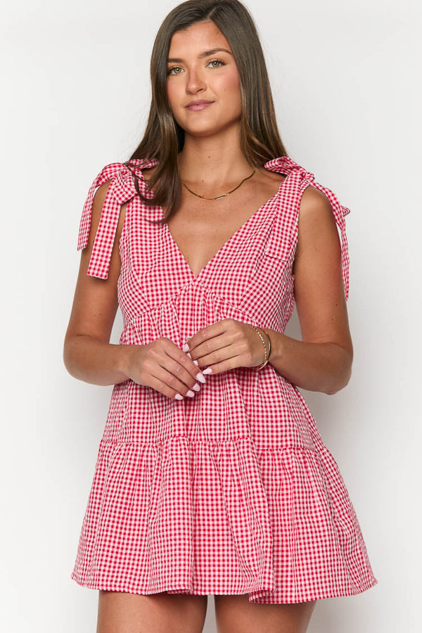 Angel Girl Red Check Mini Dress