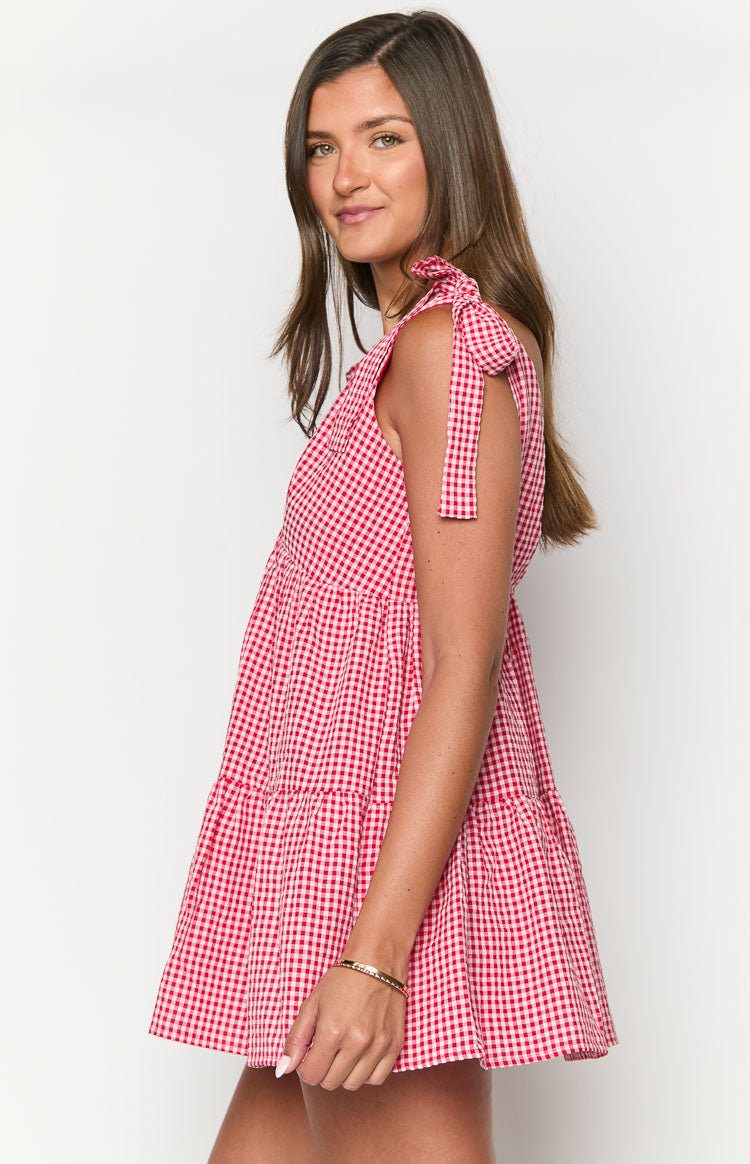 Angel Girl Red Check Mini Dress