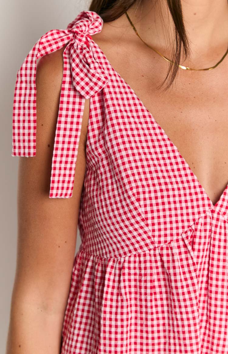 Angel Girl Red Check Mini Dress