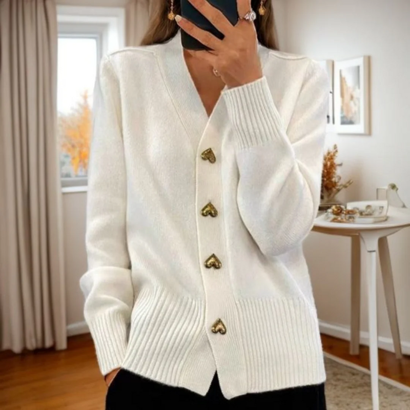 Adele | Elegant Heart Button Cardigan
