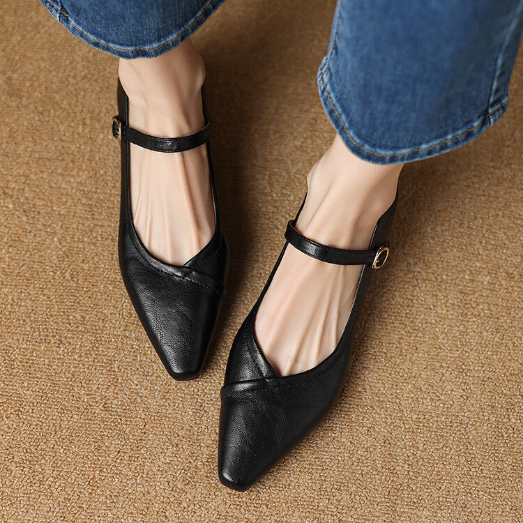 AVERY – POINTED TOE MARY JANE FLATS