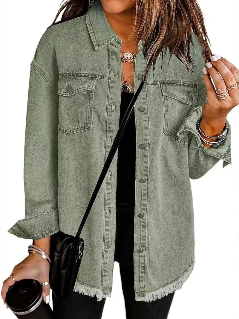 AVA – CLASSIC FRAYED HEM DENIM JACKET