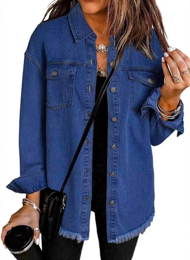 AVA – CLASSIC FRAYED HEM DENIM JACKET