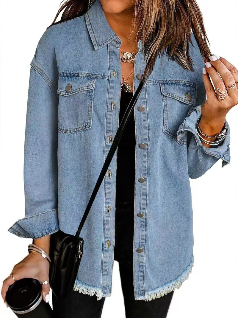 AVA – CLASSIC FRAYED HEM DENIM JACKET