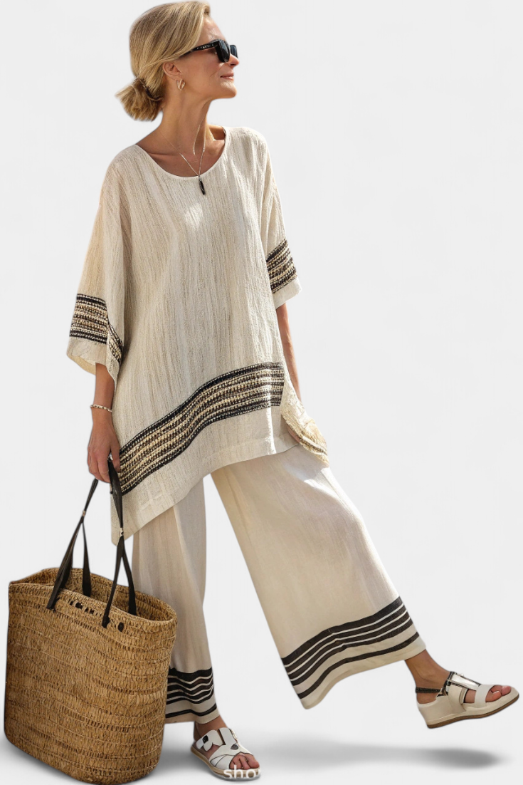 Anzaleira | Elegante completo a righe