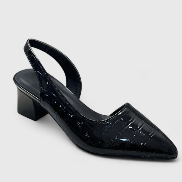 ELEANOR – CROCO SLINGBACK BLOCK HEELS