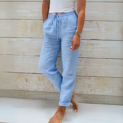Allison | Pantaloni sartoriali in cotone e lino di lusso