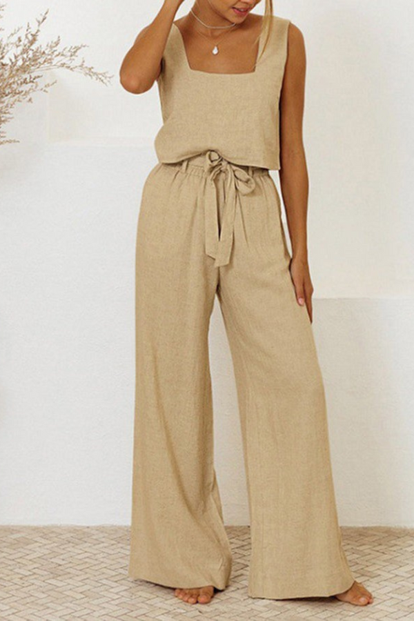 Evelyne | Completo composto da top minimalista di lusso e pantaloni a gamba larga