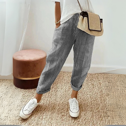 Celia | Pantaloni classici in cotone a righe 