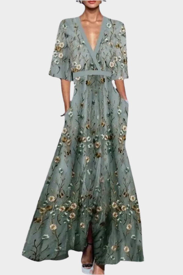 Elegante abito floreale con cintura