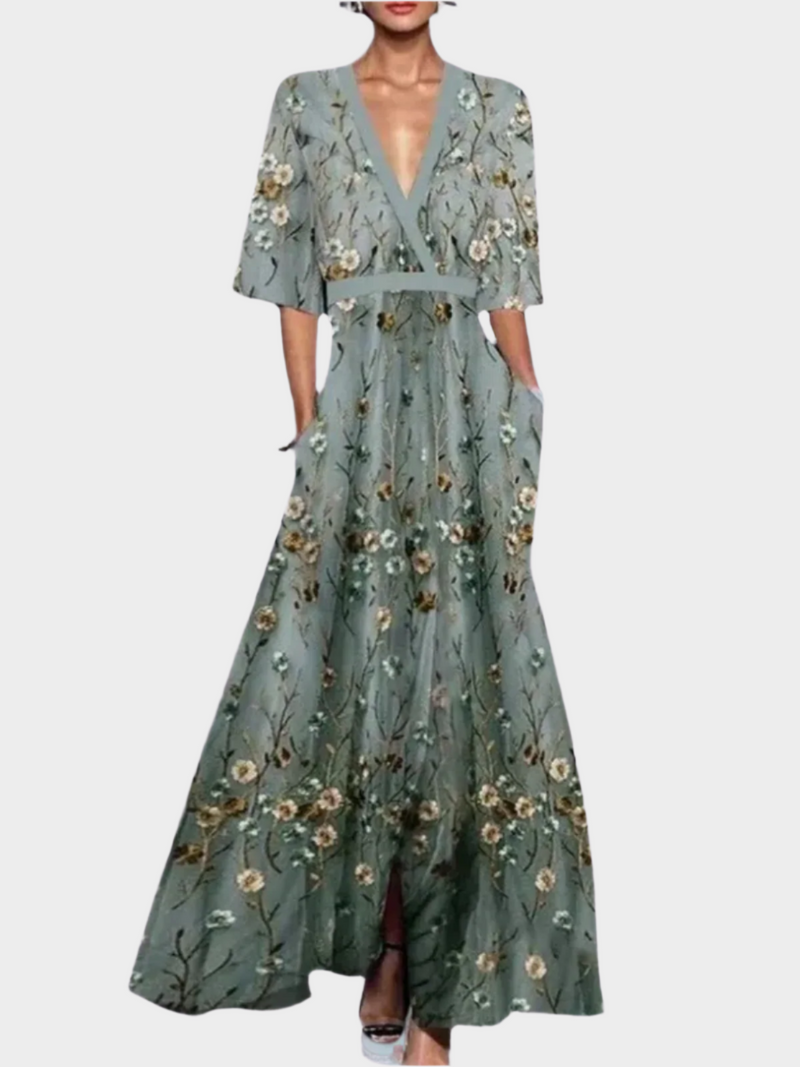 Elegante abito floreale con cintura
