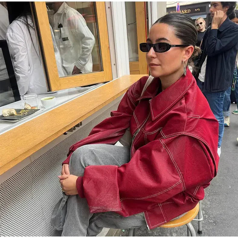 Faye™ - Giacca in pelle oversize