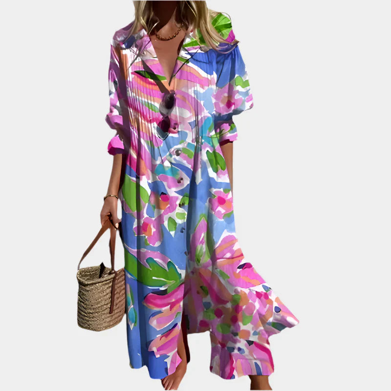 Vestido bohemio aireado con mangas abullonadas