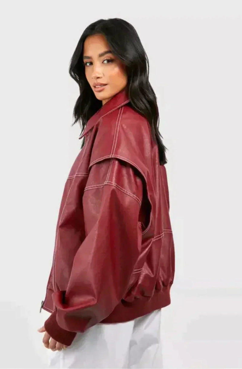 Faye™ - Giacca in pelle oversize