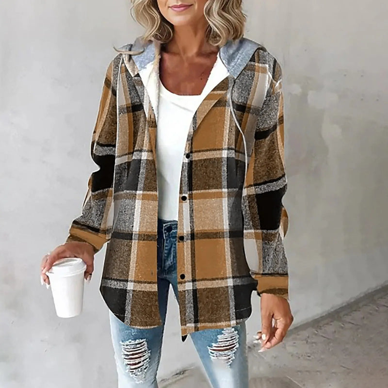 KLEA – LAID-BACK PLAID HOODED SHIRT JACKET