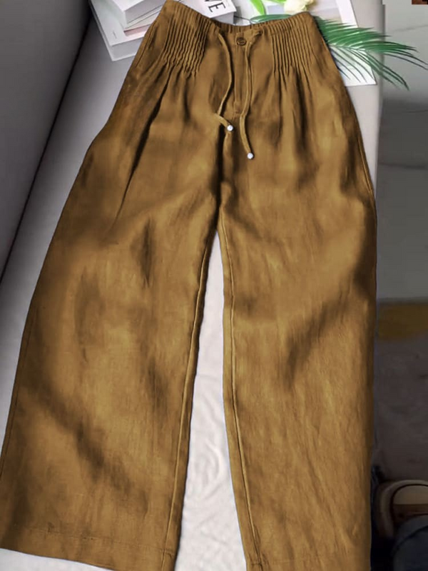 AMELINA – PANTALONI COMFORT FIT IN LINO PLISSETTATO