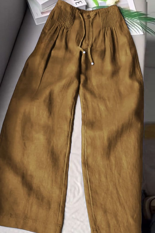 AMELINA – PLEATED LINEN COMFORT FIT PANTS