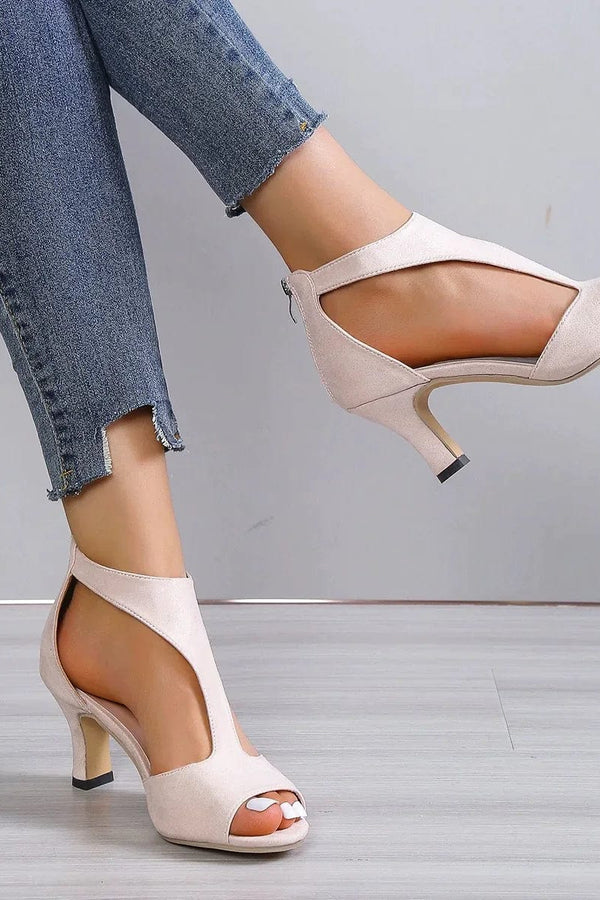 Bella - Chic Back Zipper Stiletto Sandals