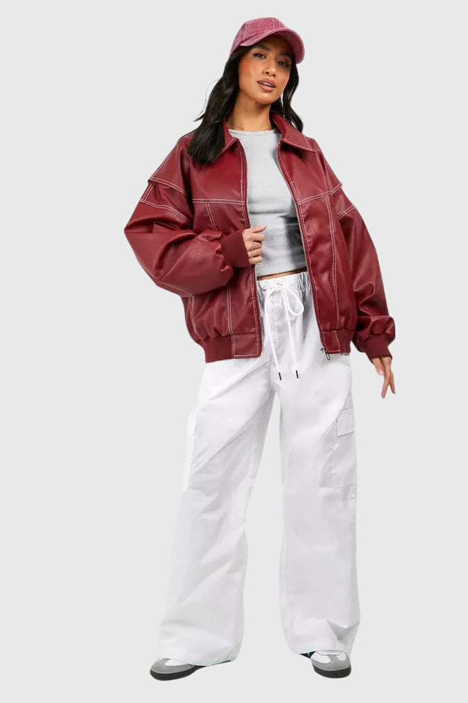 Faye™ - Giacca in pelle oversize