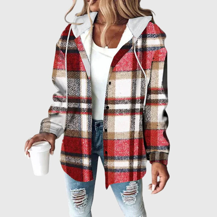 MORGAN – CASUAL PLAID HOODED SHIRT JACKET