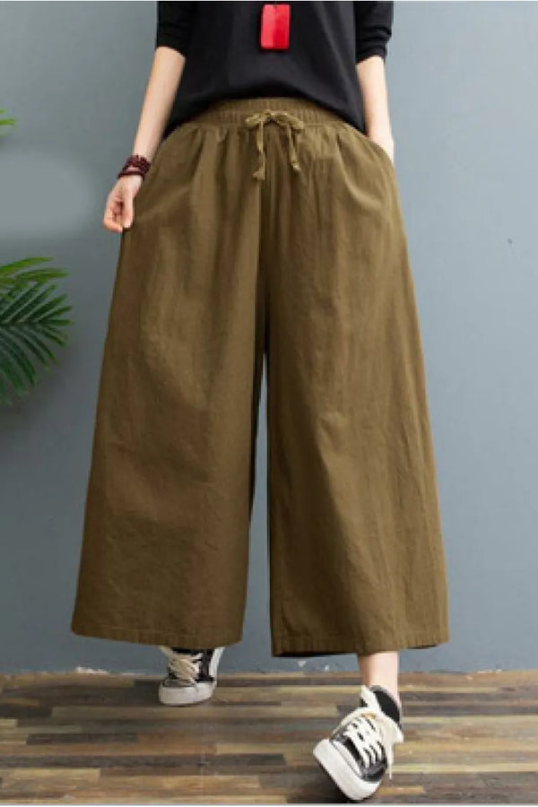 AMELINA – PANTALONI COMFORT FIT IN LINO PLISSETTATO