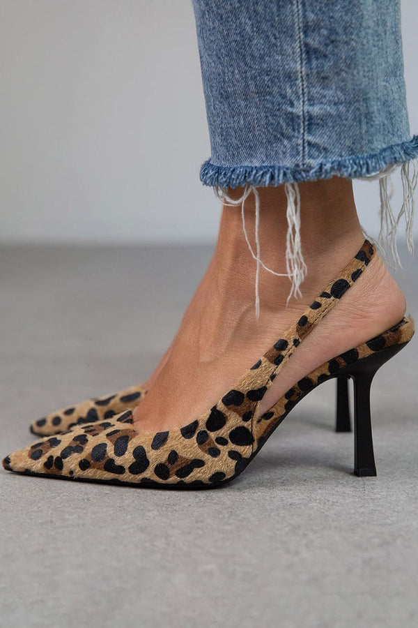 Laro™ | Décolleté color cachi con stampa leopardata e punta a punta