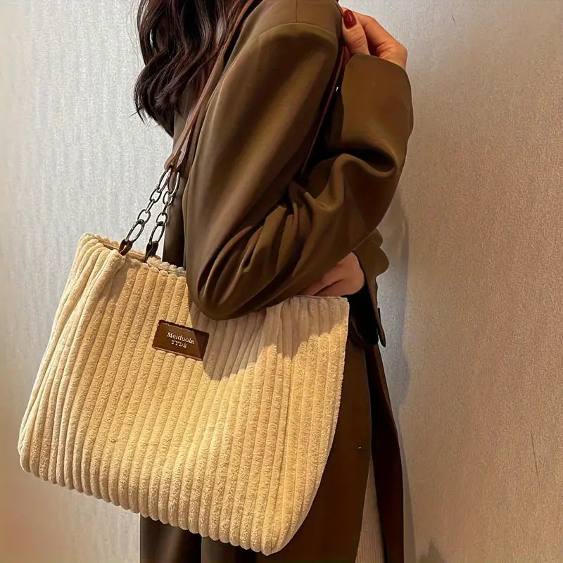 Layla™ - Elegante borsa tote in velluto a coste
