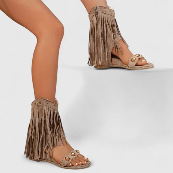 CHARLOTTE – FRINGE STATEMENT SANDALS