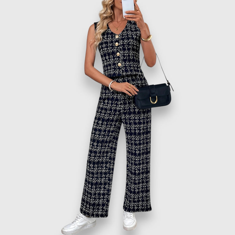 Completo due pezzi con scollo a V e pantaloni coordinati