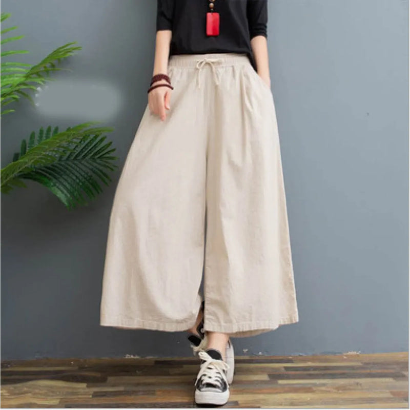 AMELINA – PANTALONI COMFORT FIT IN LINO PLISSETTATO