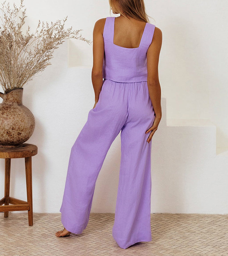 Evelyne | Completo composto da top minimalista di lusso e pantaloni a gamba larga