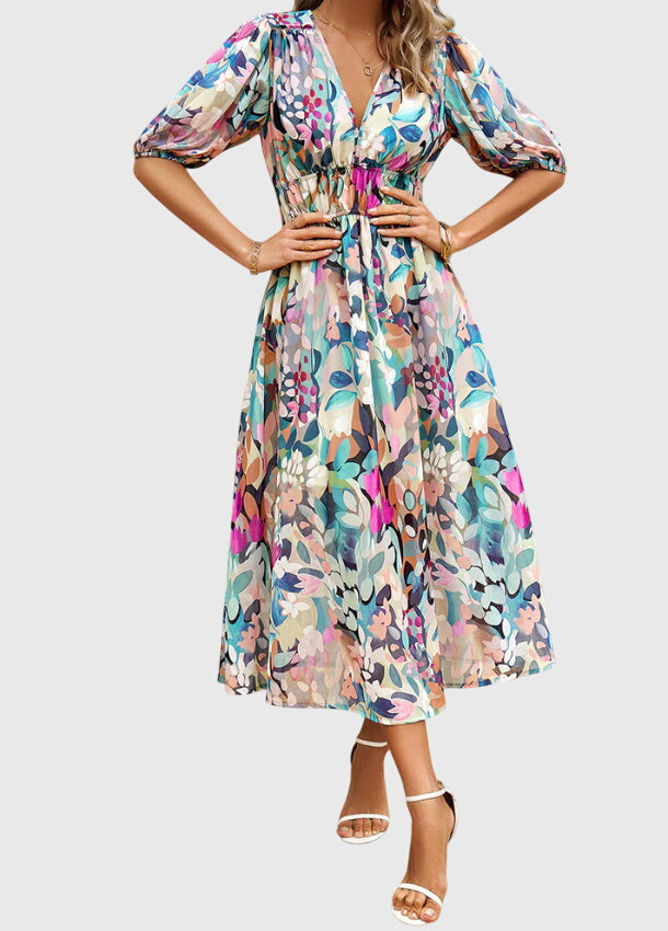 Merlin™ | Abito midi floreale lusinghiero