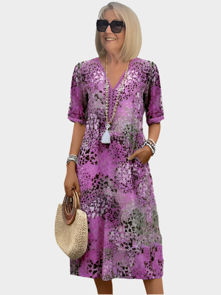Vestido midi vibrante con bolsillos