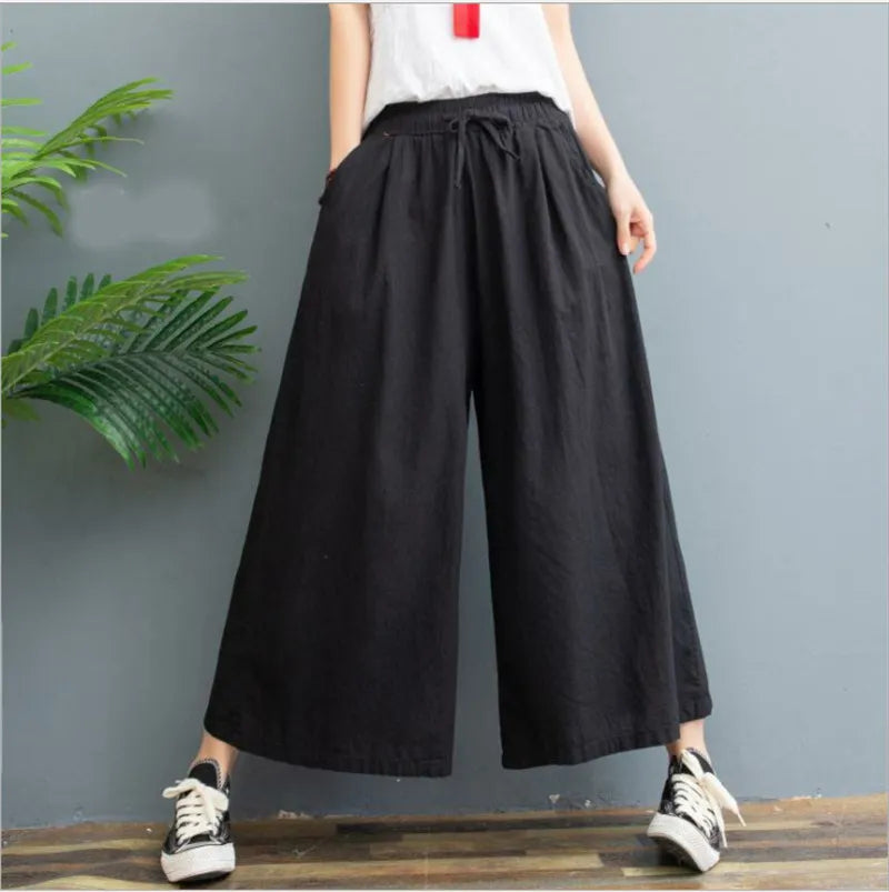 AMELINA – PANTALONI COMFORT FIT IN LINO PLISSETTATO