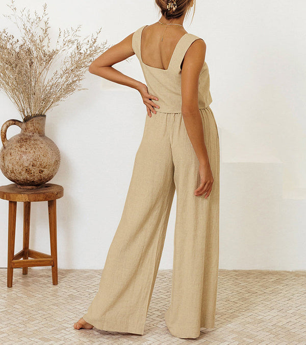 Evelyne | Completo composto da top minimalista di lusso e pantaloni a gamba larga