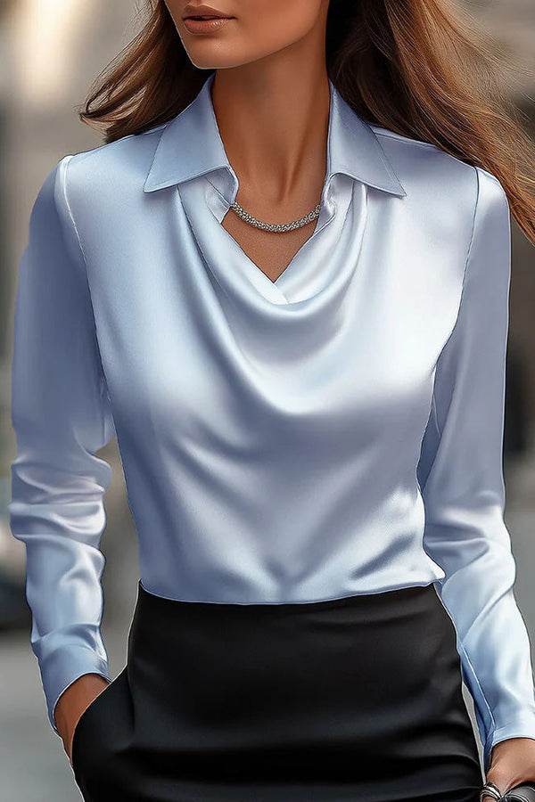Romina™ – Soft Neckline Luxe Satin Blouse