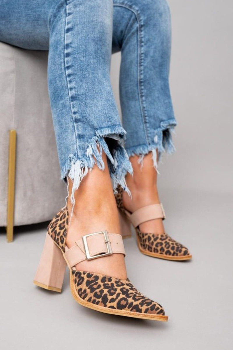 Avano™ | Sandali in pelle scamosciata con stampa leopardata e tacco stabile