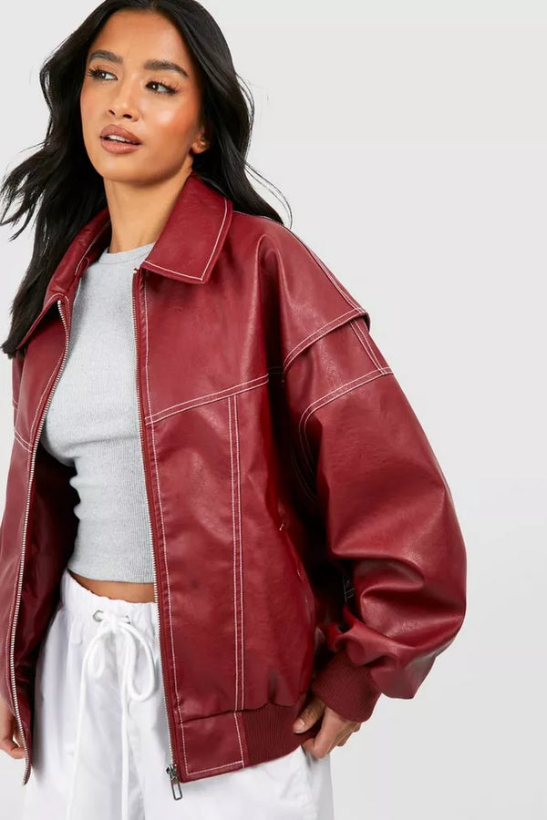Faye™ - Giacca in pelle oversize