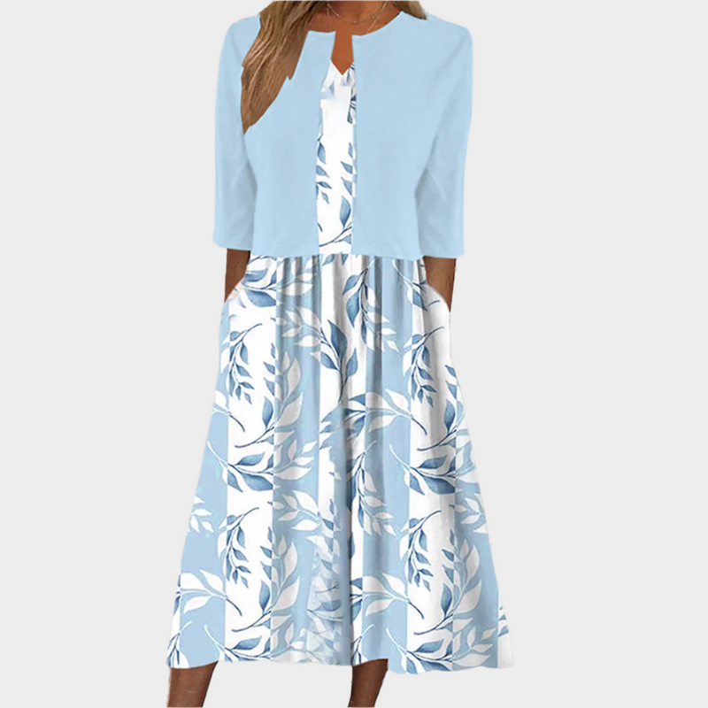 Vestido midi aireado con chaqueta elegante