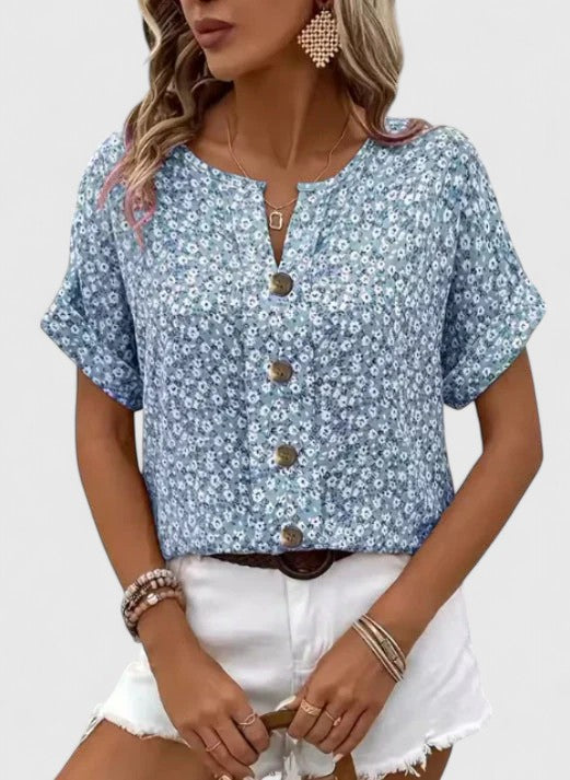 Sabine - Elegante top estivo floreale