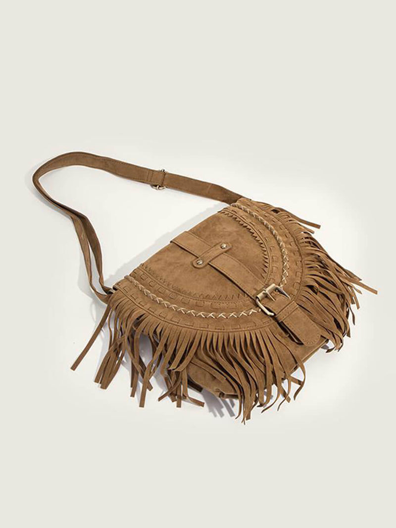 Riley™ - Borsa fatta a mano con frange e fibbia