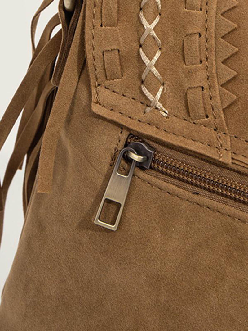 Riley™ - Borsa fatta a mano con frange e fibbia