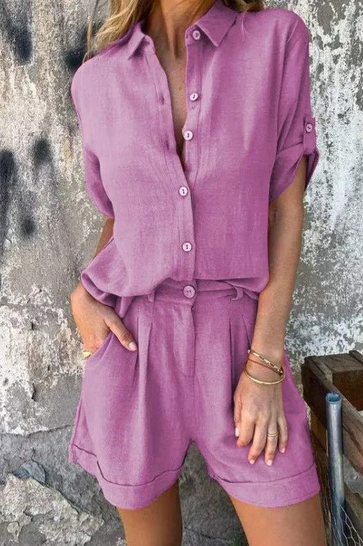 Linea | Completo casual con camicia e pantaloncini dal taglio rilassato