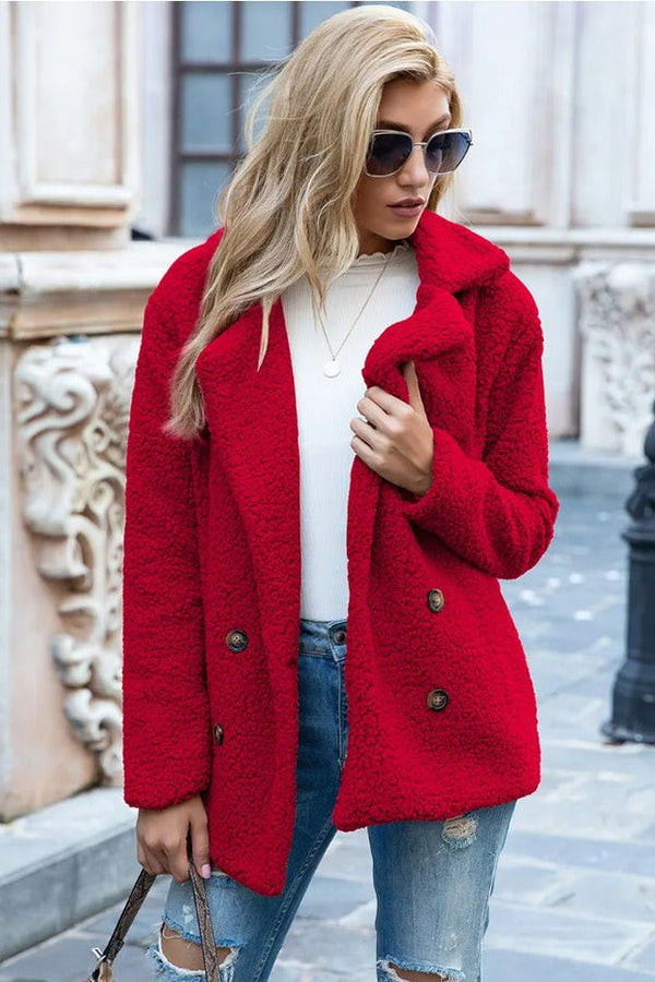 SOPHIA – ELEGANT DOUBLE-BREASTED TEDDY COAT