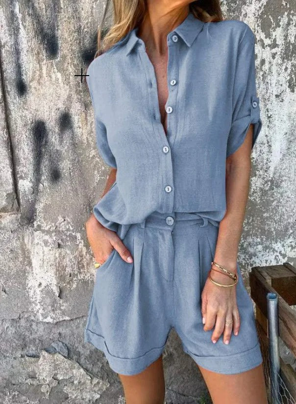 Linea | Completo casual con camicia e pantaloncini dal taglio rilassato